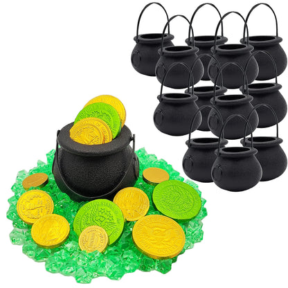 Black Candy Cauldron Kettles, Party Decoration Supplies, St. Patrick's 3" Inches (12-Pack) Witch Cauldron, Candy Bucket, Cauldron Pot