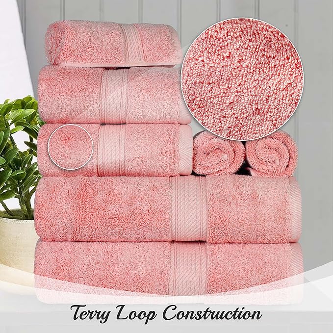 Superior Egyptian Cotton Pile Bath Towel Set of 4, Ultra Soft Luxury Towels