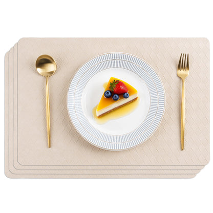 POLYTE Indoor/Outdoor Washable Geometric Vinyl Faux Leather Table Dining Placemats, Set of 4