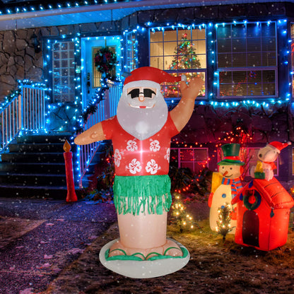 RETRO JUMP 7 Ft Christmas Inflatables Hawaiian Animated Hula Santa Inflatable Shaking Dance Santa Claus Led Lights Christmas Blow up Outdoor Lawn Yard Party Decor