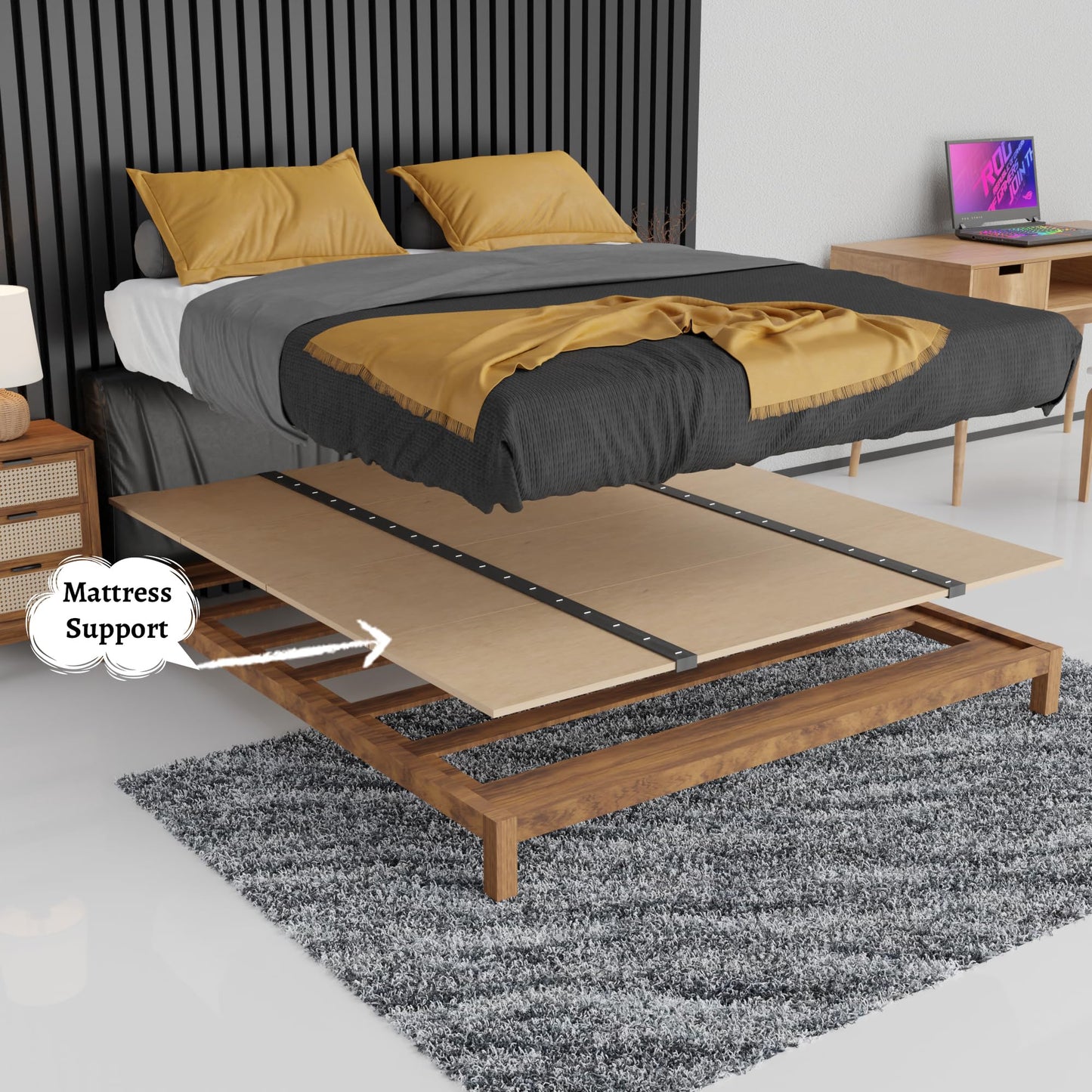 Nutan, Folding Bunkie Board – Low-Profile 74″ x 37.5″ Mattress Support Platform for Daybeds, Bunk Beds, Futons & Metal/Wood Frames – Prevents Sagging, Easy to Install & Store