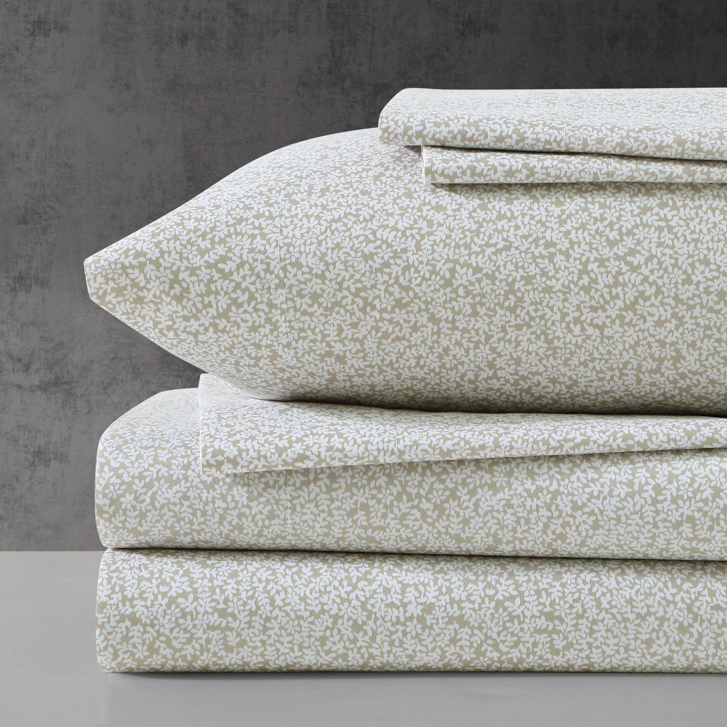 Kenneth Cole - Queen Sheet Set, Super Soft Wrinkle-Resistant Bedding with Bonus Pillowcases, Floral Home Decor, Oeko-Tex Certified (Chill Flowers Beige, Queen)