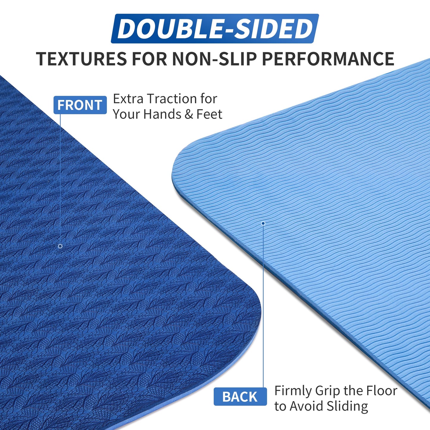 CAMBIVO Yoga Mat for Women Men Kids, 1/3 & 1/4 & 2/5 Inch Extra Thick Yoga Mat Non Slip, 72" x 24" TPE Yoga Mats, Workout Mat with Carrying Strap for Yoga, Pilates and Floor Exercises