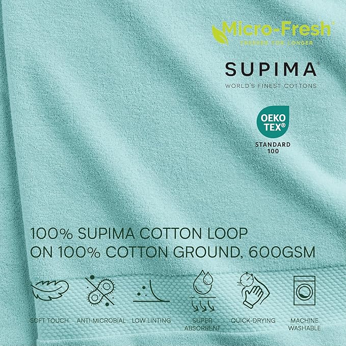 Lacoste Heritage 100% Supima Cotton Bath Towel, Premium Super Soft Bath Towel
