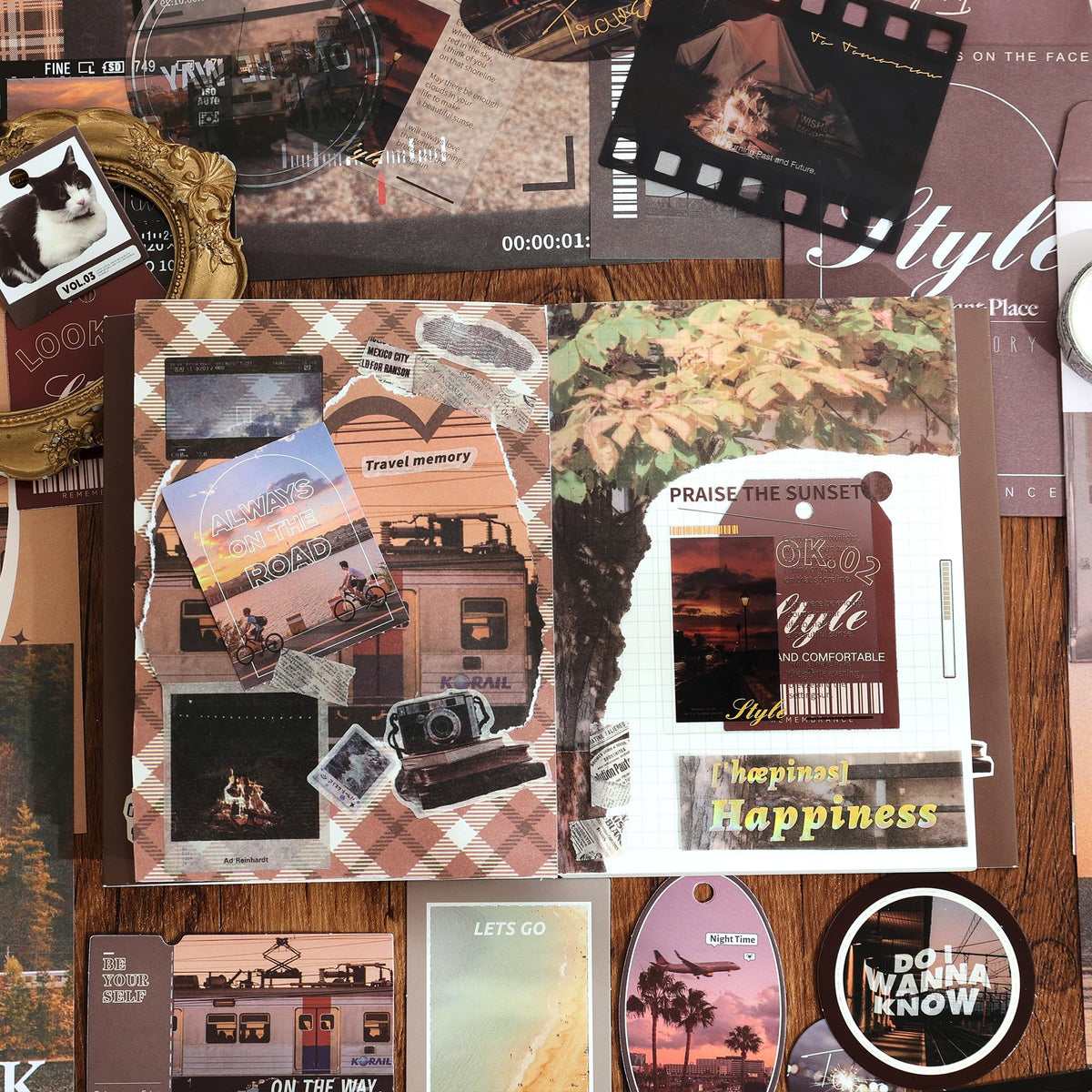 Scrapbooking Supplies Kit, Aesthetic Daily Life Travel Scrapbook Kit for Bullet Junk Journal, Stationery, A6 Grid Notebook, Flower DIY Journaling Supplies, Birthday Craft Gift Teen Girl Women