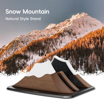 AFOOYO Vertical Dual Laptop Stand - Snow Peak-Shaped Walnut Adjustable Laptop Holder,2 Slots Desktop Dock Compatible with All MacBook, Surface,Chromebook,Dell & More(Walnut)