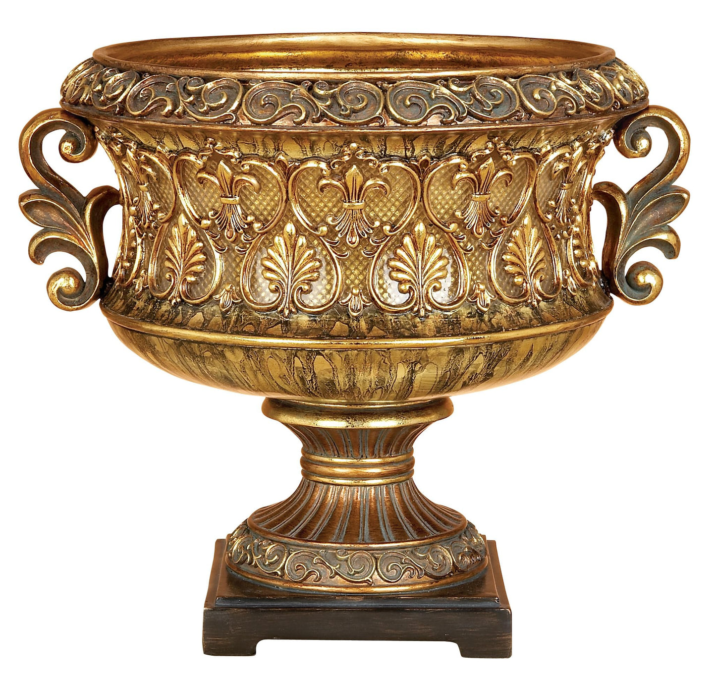 Deco 79 Polystone Decorative Decorative Bowl Ornate Decorative Container, Decorative Keepsake Box 15" x 10" x 13", Gold
