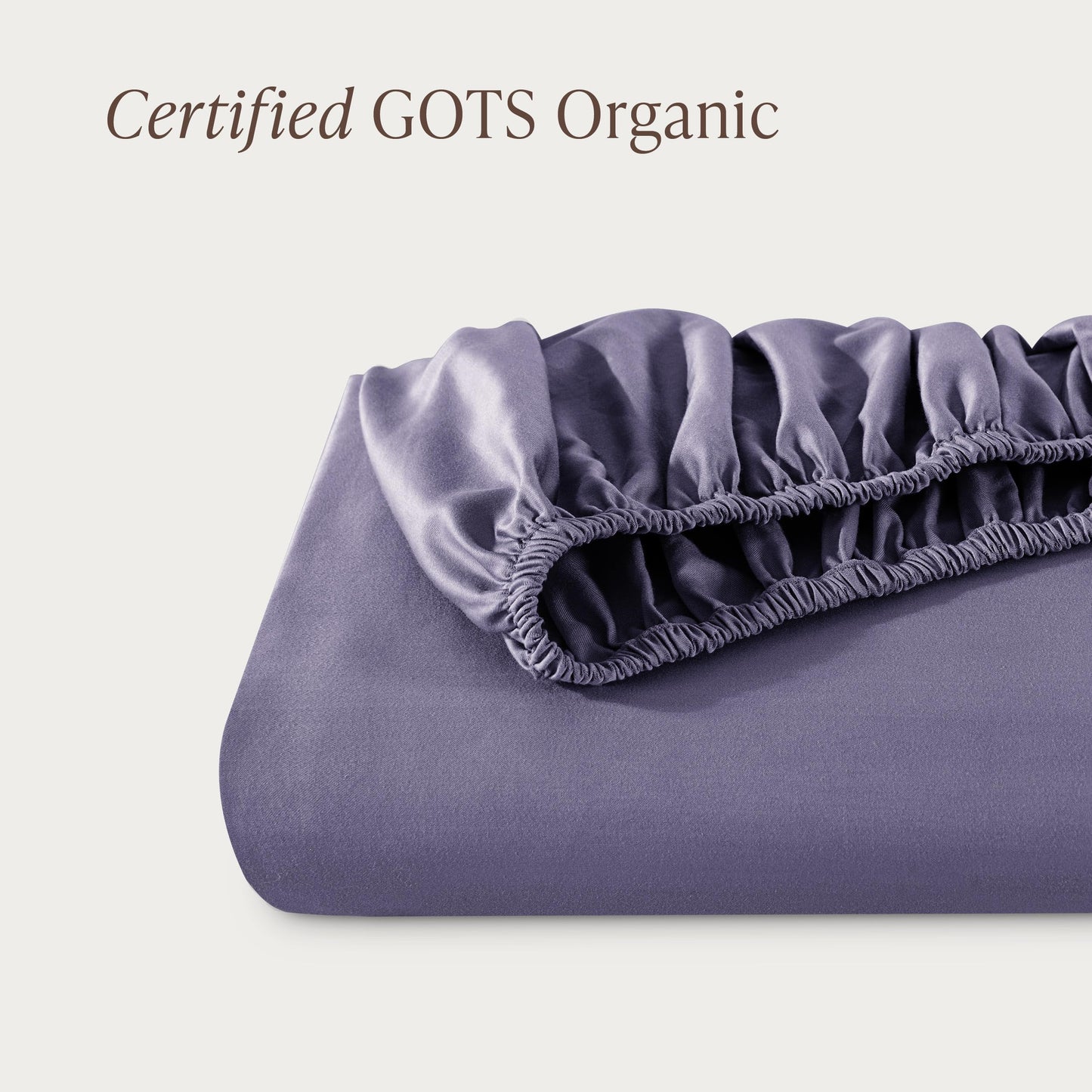 Bare Home 100% Organic Cotton Sateen Fitted Sheet - 400 Thread Count - Smooth Sateen Weave - Breathable & Cooling - Hotel Luxury - Durable Fitted Sheet - Deep Pocket (King, Dusty Purple)