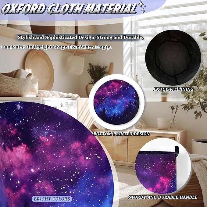 Personalize Galaxy Laundry Basket Oxford Cloth Foldable Forest Starry Sky