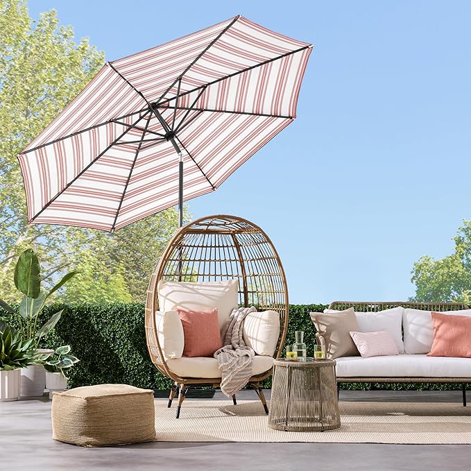 Best Choice Products 10ft Solar Polyester LED Lighted Patio Umbrella w/Tilt Adjustment and UV-Resistant Fabric