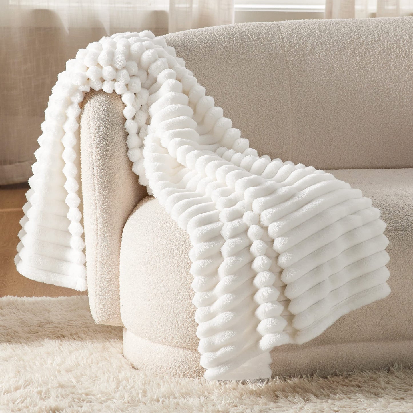 Bedsure White Throw Blanket for Couch, White, 50x60 Inches