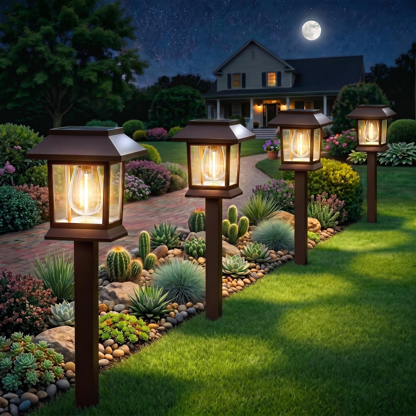 Benany Solar Outdoor Lights, 12 Pack Solar Pathway Lights Waterproof, Landscape Lighting for Path Walkway Lawn Garden Yard Outside Décor, Brown