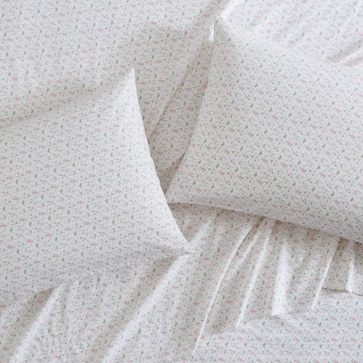 Laura Ashley - King Sheets, Cotton Percale Bedding Set, Lightweight & Breathable Home Decor (Evie Pink, King)
