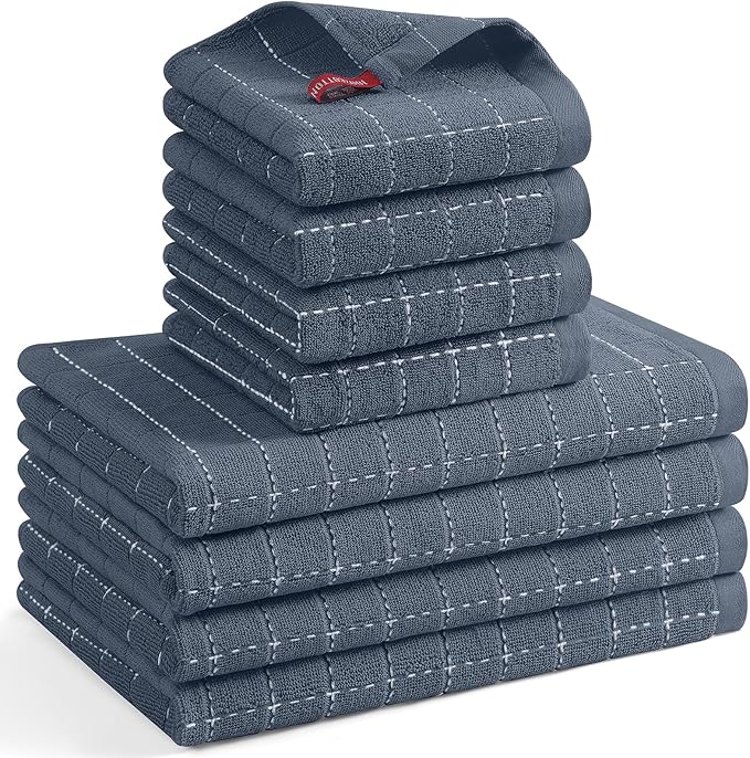 Mordimy 100% Cotton Terrycloth Kitchen Towels and Dishcloths Sets, Soft and