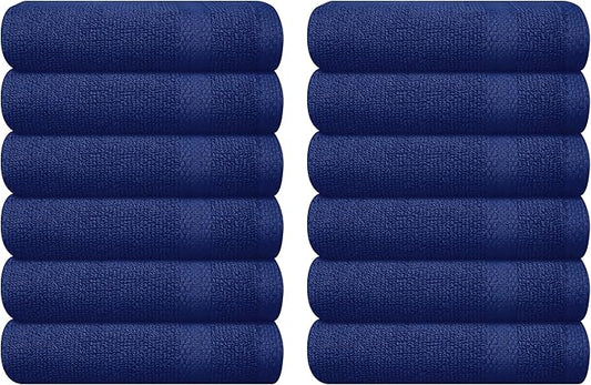GLAMBURG Ultra Soft 12-Piece Washcloths Set 13x13-100% Ringspun Cotton