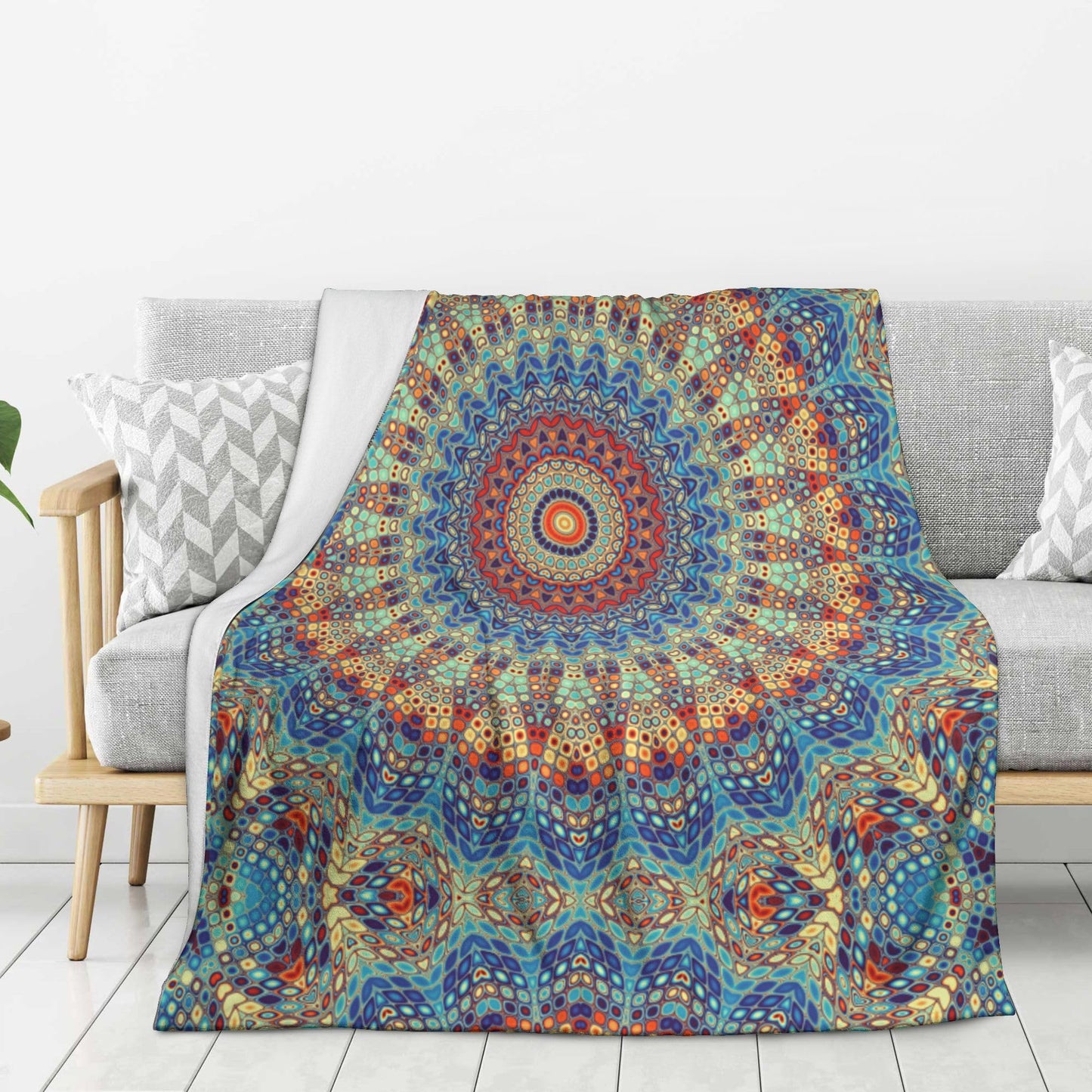 Mandala Blanket Gifts, Soft Flannel Throw Blanket for Couch, Bed, Travel, Living Room, Home Decor, Cozy Lightweight Warm Fluffy Fuzzy Blankets for Adults Women Girls (50×40 Inch, Mandala)