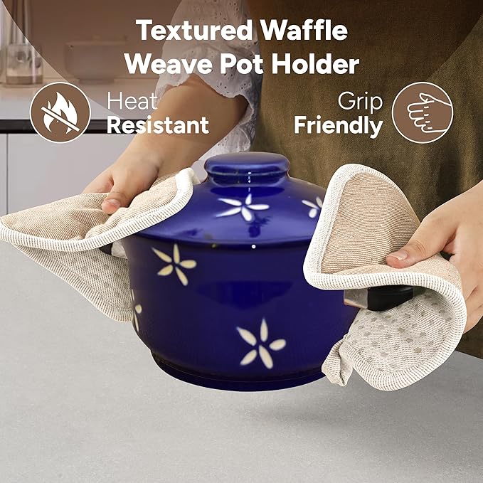 Casa Platino Mini Oven Mitts & Silicone Pot Holders, 4-Piece – Heat Resistant
