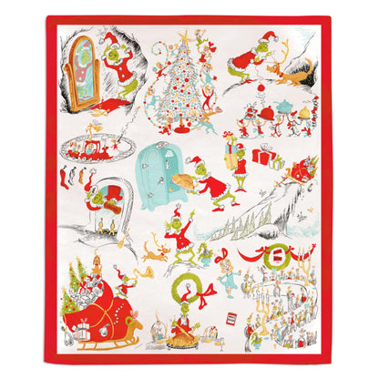 Hallmark Dr. Seuss's How The Grinch Stole Christmas! Throw Blanket (Storybook Scenes), 50x60