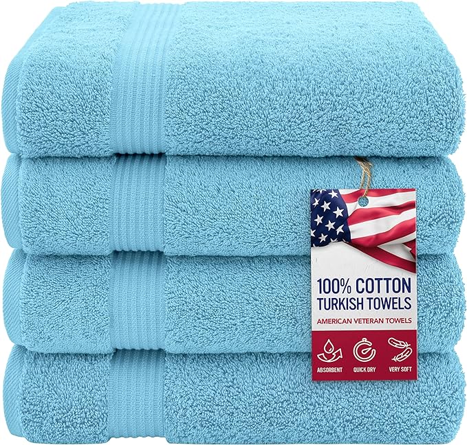 American Veteran Towel, 100% Cotton Turkish Bath Towels