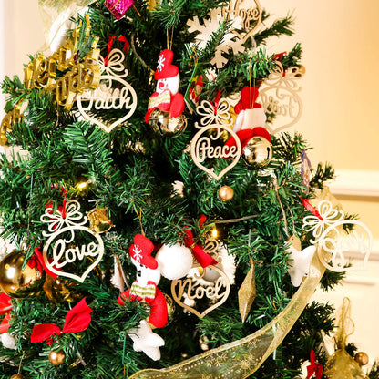 Bememo 30 Pcs Christmas Ornaments Bulk Wooden Christmas Tree Decorations Hanging Faith Hope Rustic Religious Christian Hollow Ornaments for Gifts Xmas Party Decorations Craft
