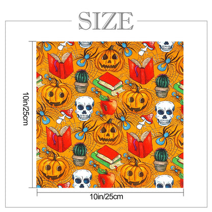 Luter 10pcs 10x10inch Halloween Theme Fabric, Halloween Fat Quarter Pure Cotton Fabric Bundle for DIY Decorations Sewing Crafts Festival Series Supplies Patchwork