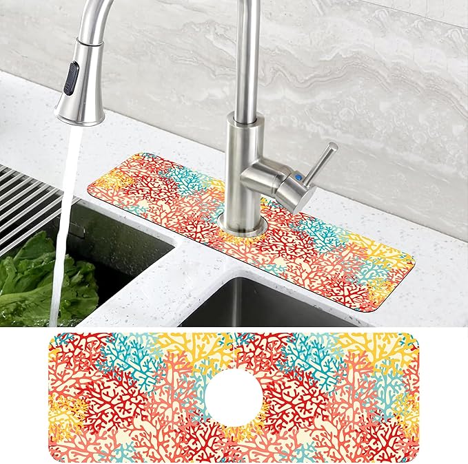 Colorful Sea Corals Dish Drying Mat