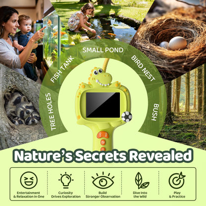 Dinosaur Borescope Snake Camera Toy: Kids Outdoor Toy Kits, Camping Exploration Portable Toy with Lights & 2.4" Screen, Educational STEM Birthday Gift for Boys & Girls 4 5 6 7 8 9 10-Year-Old
