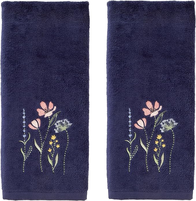 SKL Home Wildflower Field 100% Cotton Embroidered 2pc Hand Towel Set, Decorative