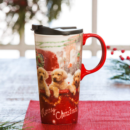 Topadorn Christmas Ceramic Mugs Travel Mug Porcelain Coffee Cup with Gift Box Latte Mug for Holiday 17 oz.