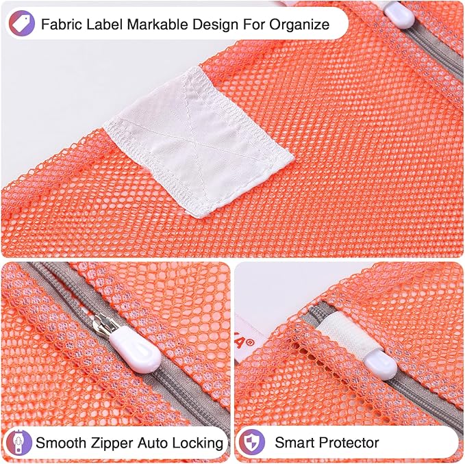 5-Pack Mesh Laundry Bags with ID Label, Sturdy Laundry Bags