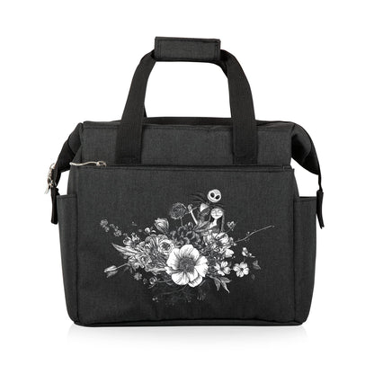 PICNIC TIME Disney Nightmare Before Christmas Jack & Sally On The Go Lunch Bag, Soft Cooler Lunch Box, Insulated Lunch Bag, (Black) 10 x 6 x 10.5