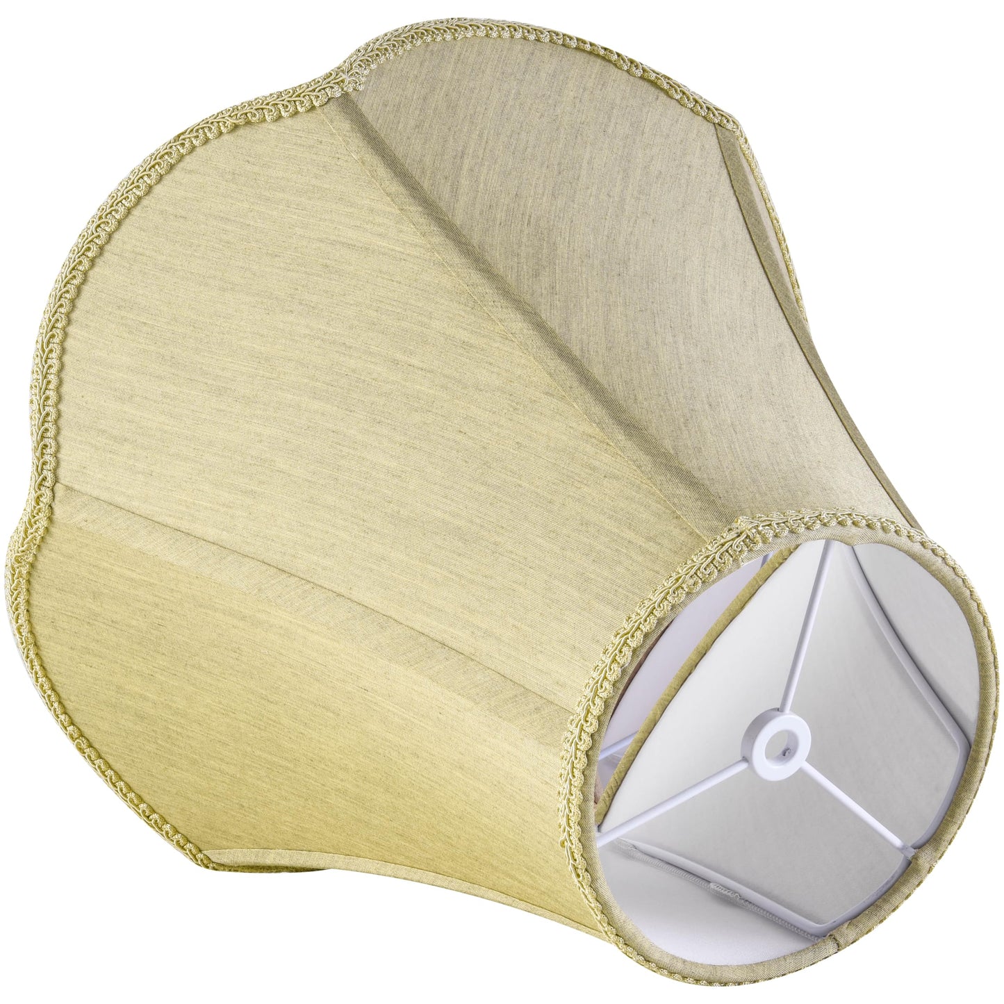 GO&SO Gold Lamp Shade Medium Bell Lamp Shades 2pc Edge Petal Braid Design Scalloped Lamp Shade,6"Top x 13"Bottom x 10.6"Vertical Height (Spider) Replacement Lampshades for Table Lamps - Easy Assembly