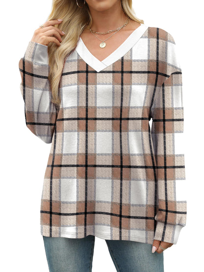 WIHOLL Long Sleeve Shirts for Women V Neck Tops Tunic Fall Winter Sweatshirts 2025 Clothes