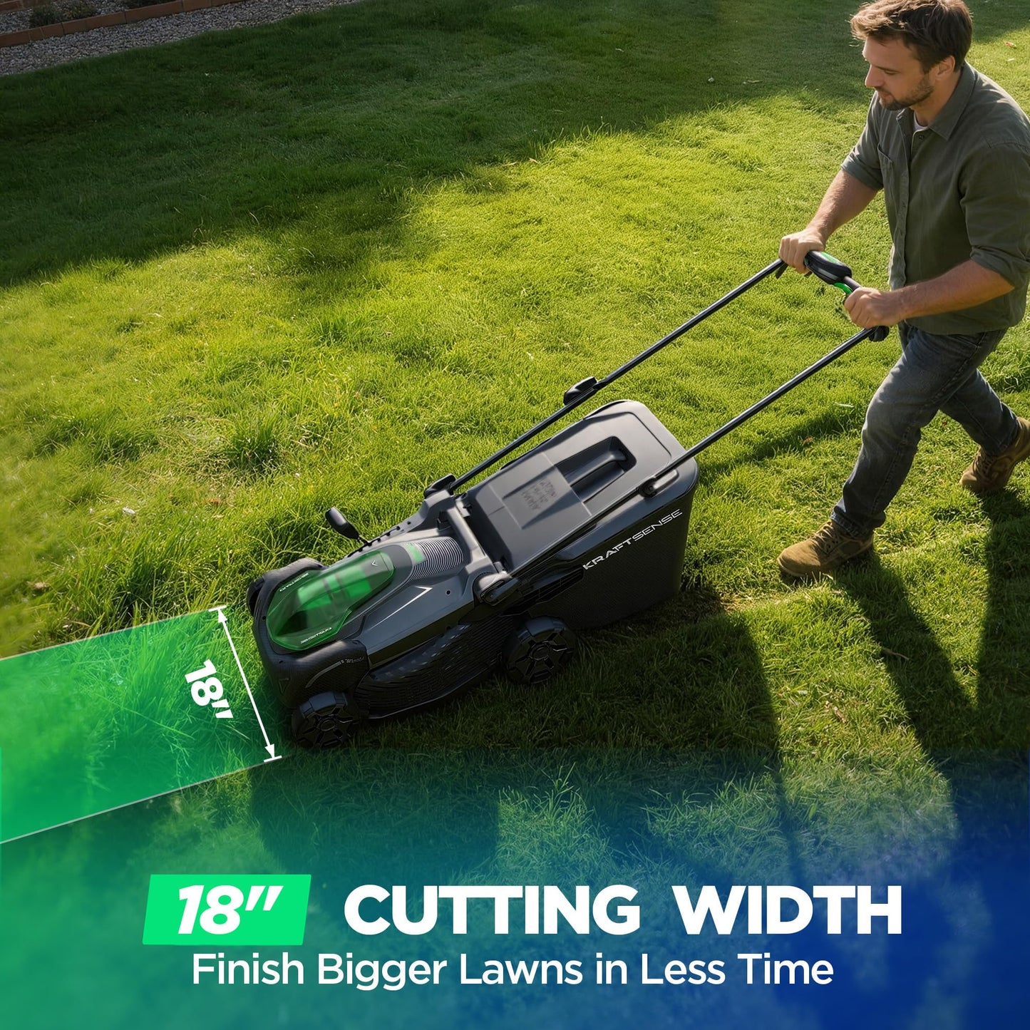 18" Electric Lawn Mower, 40V Self-Propelled Cordless Lawn Mower with 2x5.0Ah Batteries & Charger, Brushless Motor, 2-in-1 Mulching & Bagging, 6-Position Height Adjustment, for Small to Medium Yards