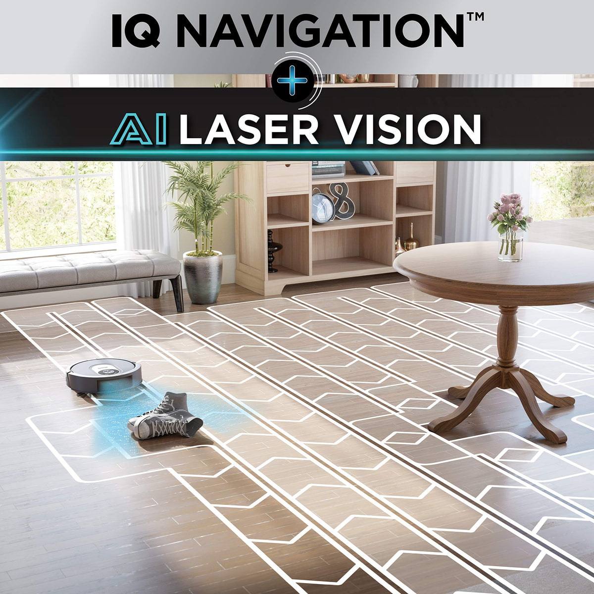 Shark AI Robot Vacuum, Smart Mapping|Scheduling|Pet Hair Pick Up|Logical Navigation, Black/Silver (RV2001), Carpet