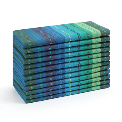 Lightnpro Salsa Stripes Cloth Napkins Set of 12 – Wedding, Christmas & Holiday Table Napkins, Machine Washable Cloth Napkins for Special Occasions & Everyday Use - 18x18 Inch Teal Multi