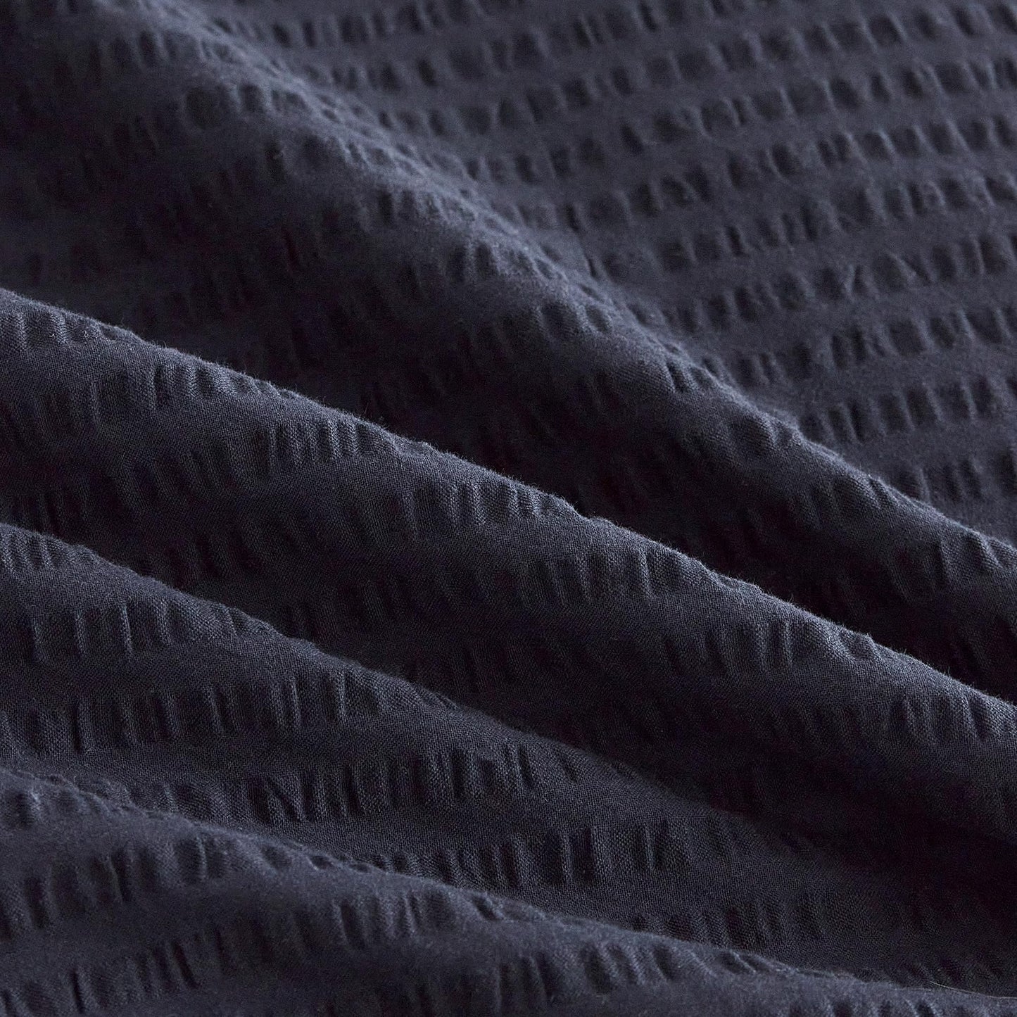 SUSYBAO Navy Seersucker Duvet Cover Queen 100% Cotton 3 Pcs Set 1 Navy Blue Textured Duvet Cover with Zipper Ties 2 Pillow Shams Washed Cotton Dark Blue White Dual Color Bedding Set Soft