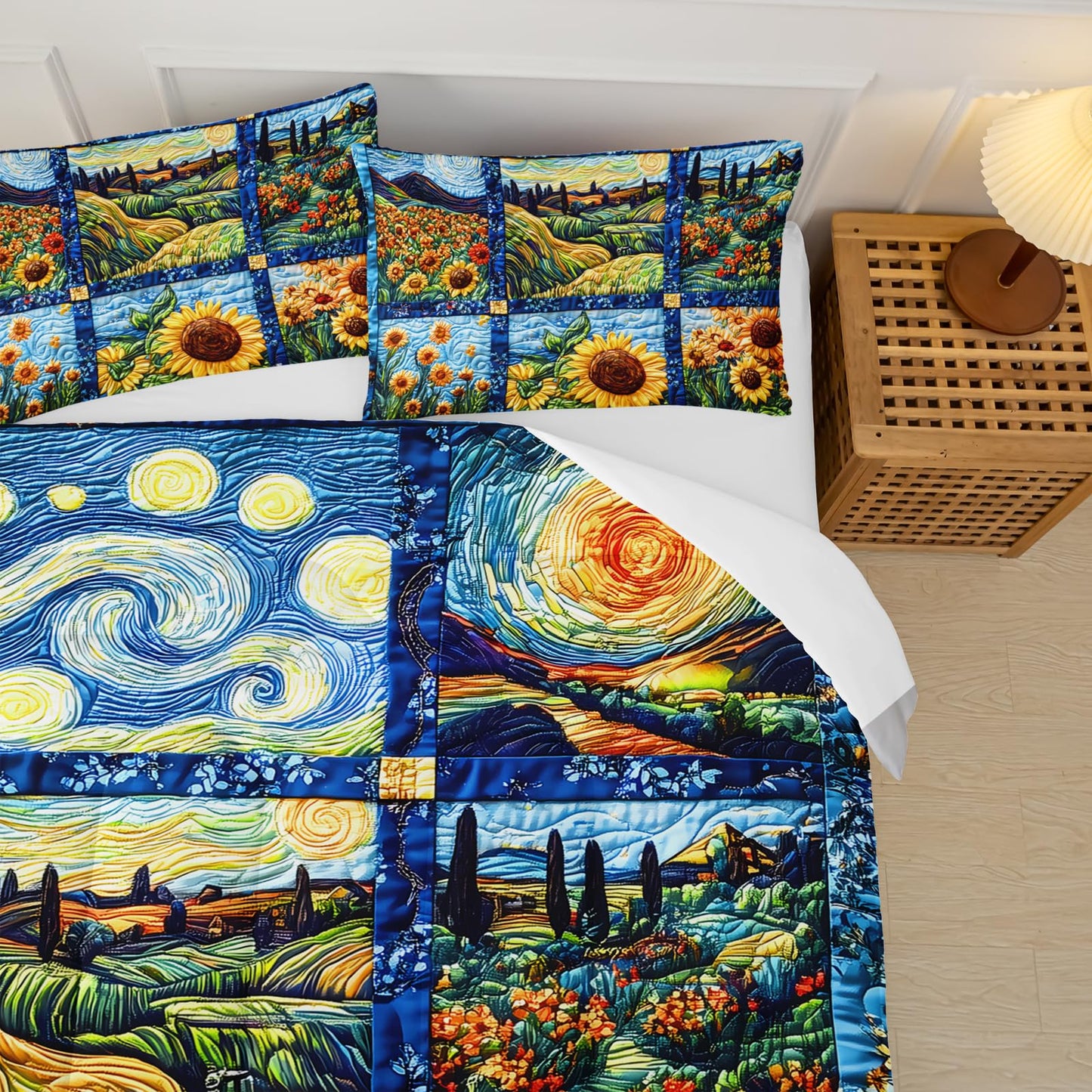 lneffble Yellow Sunflower Twin Size Comforter Set，Bedding Twin Size Quilts Sunflower，Rustic Farmhouse Bedroom Set Bedding Set，with 1 Comforter with 2 Pillow Case