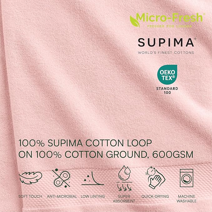Lacoste Heritage Supima Cotton 6-Piece Towel Set, 2 Bath Towels, 2 Hand Towels