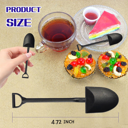 OaaXbbECco Novelty Mini Shovel Shape Spoons Cute Disposable Plastic Dessert Spoons (50)