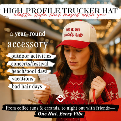 Funky Junque Two Tone Vintage Snapback Hat - Put It On Santa's Tab - Beige/Red