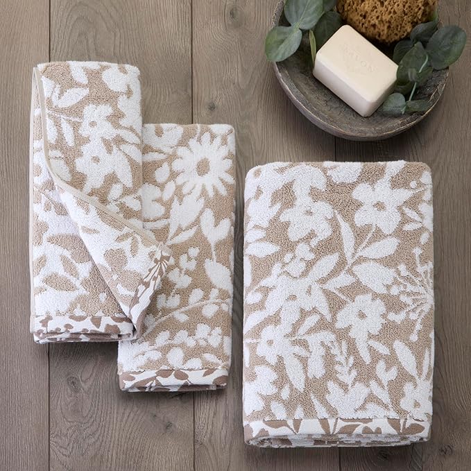 SKL Home Bedford Floral 100% Cotton Premium 2-Piece Hand Towel Set, 600 GSM
