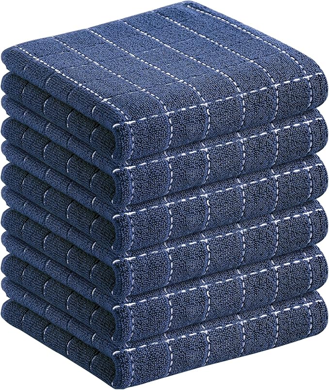 Homaxy 100% Cotton Terry Kitchen Towels, Checkered Designed, Soft and Super