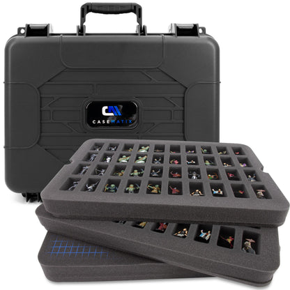 CASEMATIX Hard Shell Miniature Carrying Case - 80 Slot Figurine Miniature Storage Case with Customizable Foam Layer for Large Miniatures Compatible with Warhammer 40k, DnD & More!