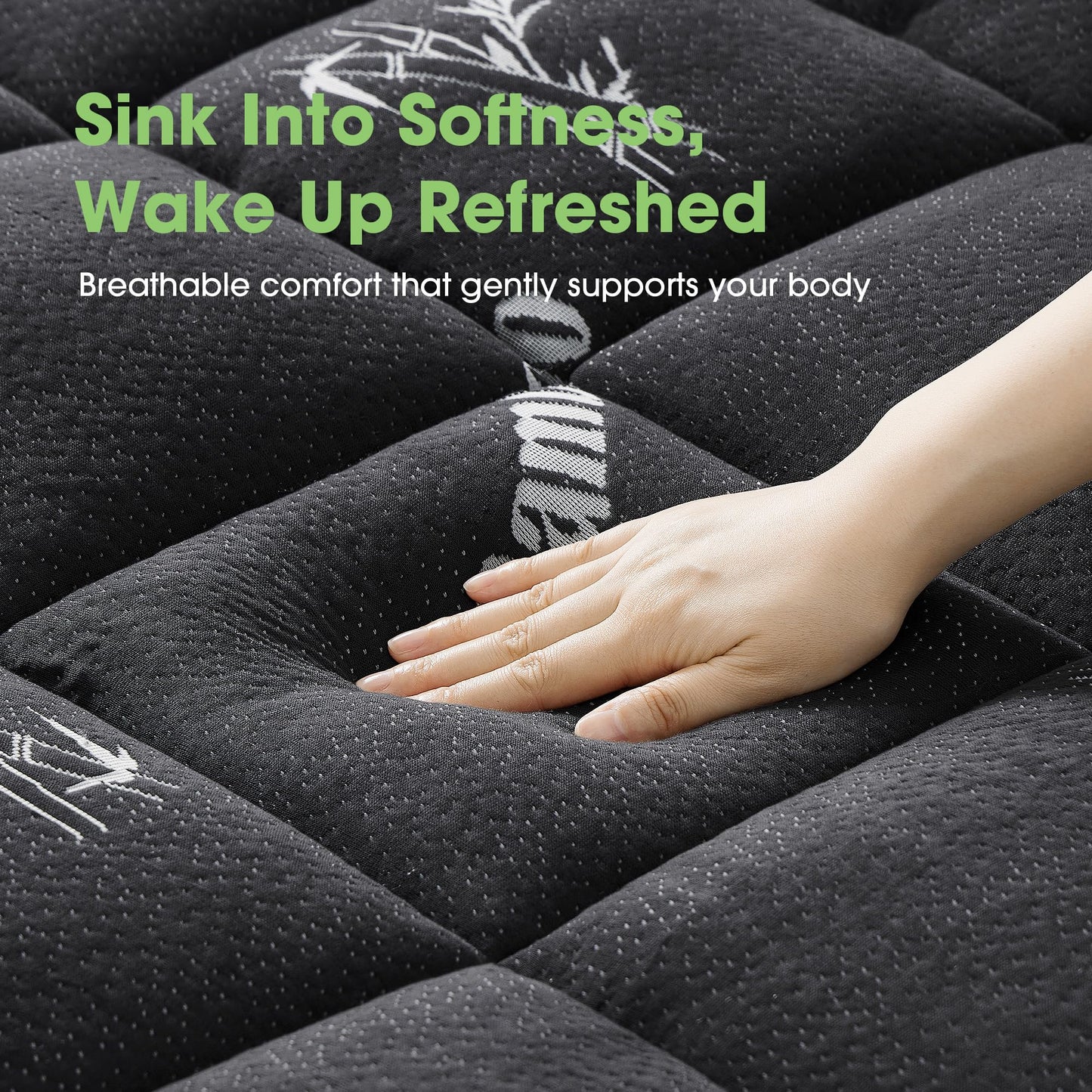 Mattress Pad Queen Size, Cooling Pillow Top Mattress Topper, Ultra Soft Viscose from Bamboo, Breathable for Hot Sleepers, Deep Pocket 8"-20", Black