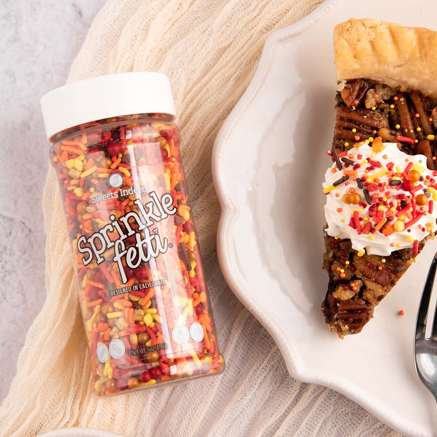 Sweets Indeed Thankful Fall Sprinklefetti Mix – 4 oz Jar | Autumn Sprinkles with Jimmies, Nonpareils, Leaf Quins & Sugar Pearls | Thanksgiving Cupcake & Cookie Decorations