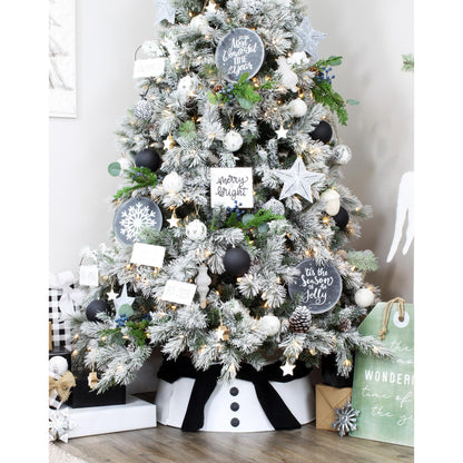 AuldHome Design Chalkboard Sign Ornaments (3 Pack); Jumbo Blackboard Style Round Metal Christmas Signs, Each 8-Inch Diameter