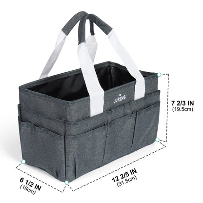 JJRING Craft Organizer Tote Bag, Art Storage Caddy with Multiple Pockets, Grey Sewing Bag for Art, Craft, Scrapbooking, Medical, and Office Supplies Storage