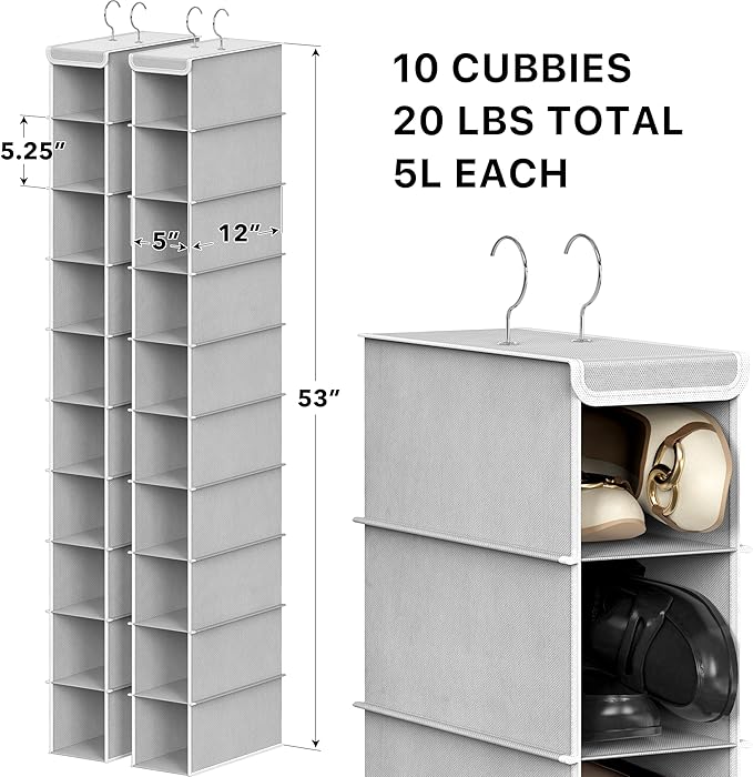 Simple Houseware 2 Pack 10 Shelves Hanging Organizer