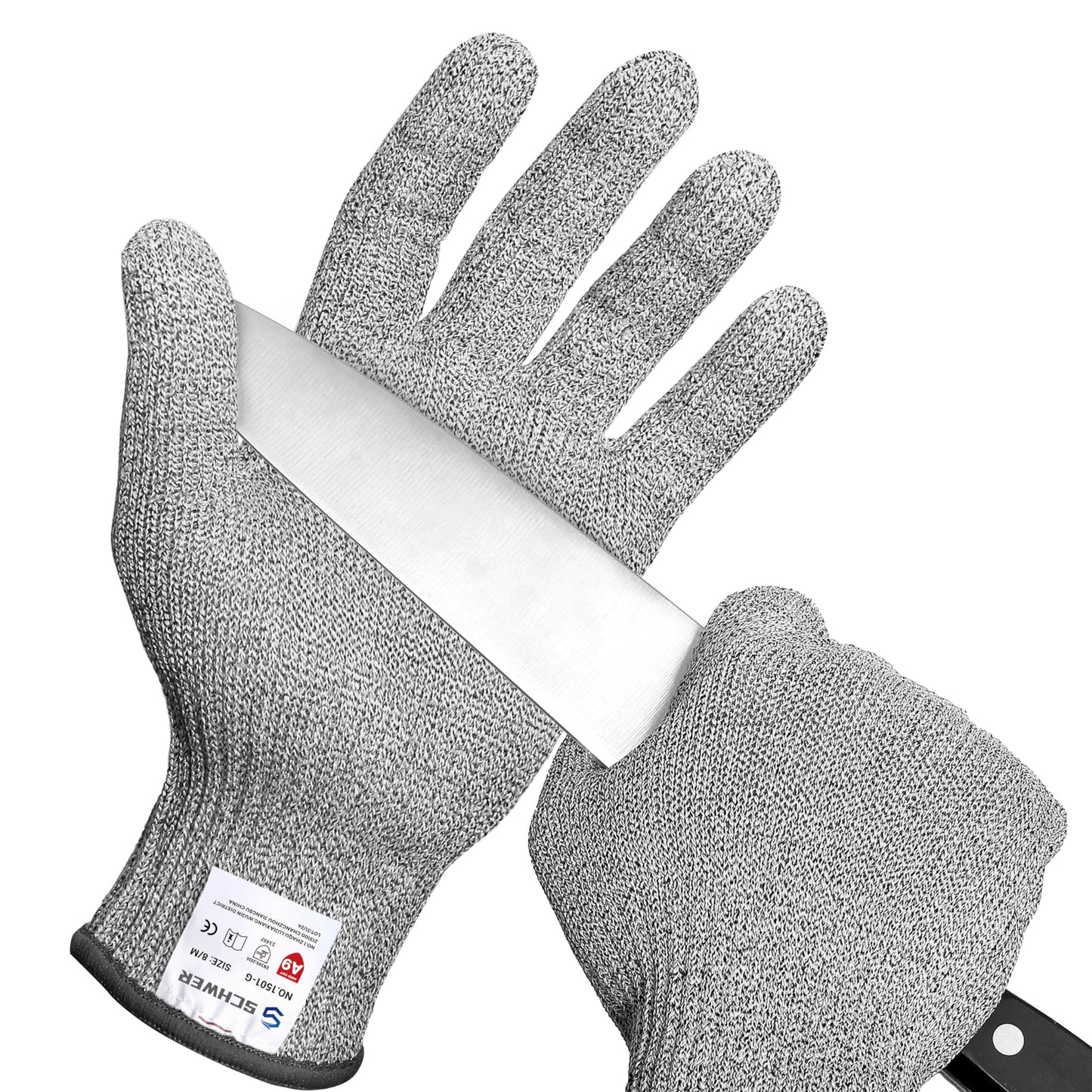 Schwer SlicePro ANSI A9 Cut Resistant Gloves, Food Grade Reliable Cutting Gloves, Mandoline Gloves for Kitchen Meat Cutting, Oyster Shucking, Fish Fillet Processing, Non-PFAS, PR1501-G, M